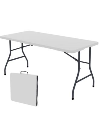 5 Foot Blow Molded Folding Table Foldable Portable Banquet Table Weather Resistant Table for Patio Camping Party Garage