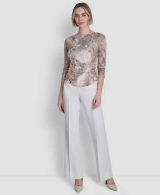 Petite Boat Neck Printed Top