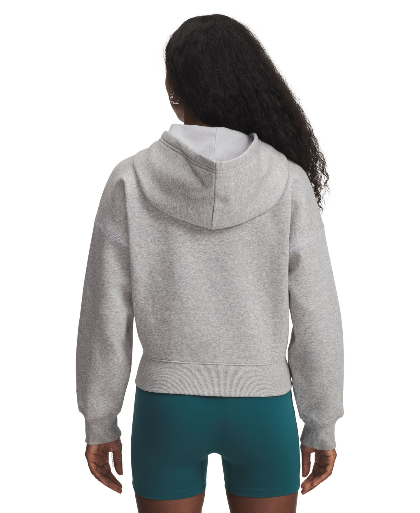 Женский свитшот Under Armour Rival Script Crop Full-Zip, цвет: Серый светлый меланжевый — фото 3