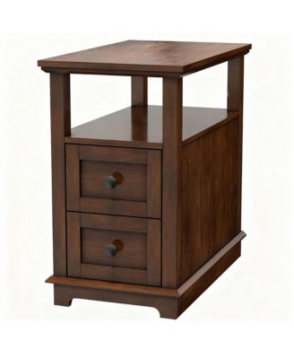 Drawer End Table with Charging Station for Living Room and Bedroom