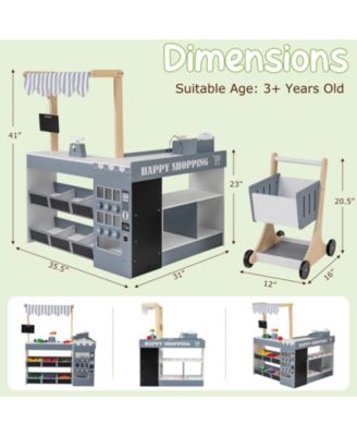 Pretend Play Supermarket Toy Set with Cart for Kids
