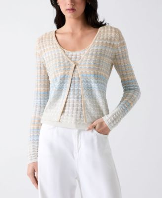 Women's Rosalyn Cover Shoulder V-Neck Cropped Sweater