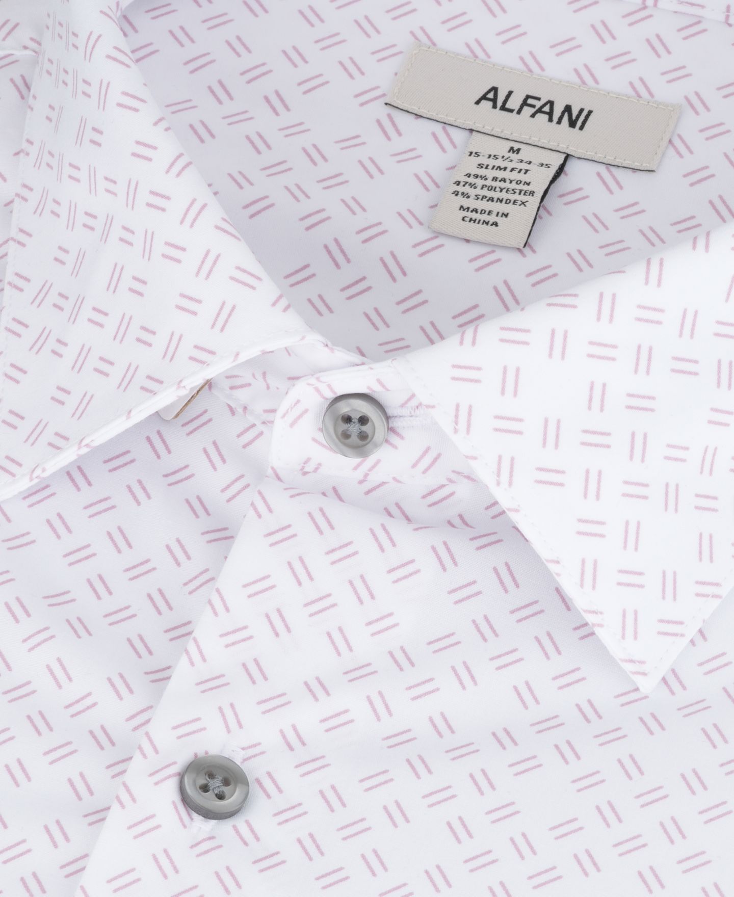 Мужская рубашка Alfani Slim-Fit Geometric Print Dress Shirt, цвет: Розовато-лиловый — фото 8