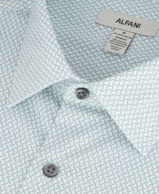 Men's Geometric Pattern Spread-Collar Dress Shirt