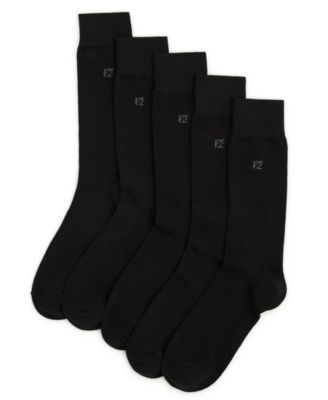 Men's Script Logo Pattern Flat Knit Socks, 5-Pack
