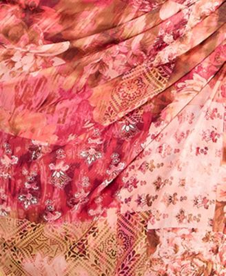 Juniors' Strapless Printed Mesh Midi Dress