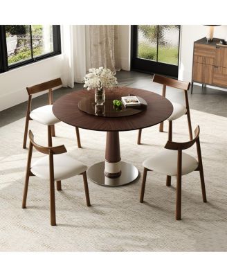 Solid Wood Dining Table Set Chairs, Round Table, Lazy Susan, Retro Kitchen Set