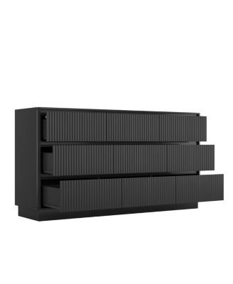 9 Drawer 63" Wide Wood Dresser, Modern Long TV Stand