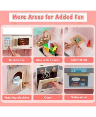 Corner Pretend Kitchen Playset with Stoves, Lights, and Sounds