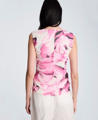 Women's Printed Crewneck Sleeveless Top