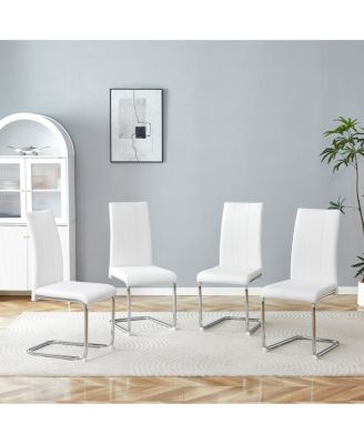 Streamdale 4-Pack PU Upholstered Dining Chairs with Chrome Legs