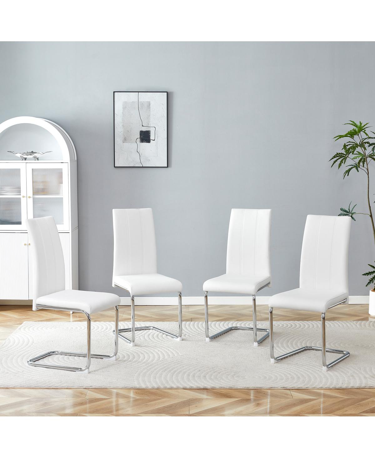 Streamdale Furniture Streamdale 4-Pack Pu Upholstered Dining Chairs with Chrome Legs