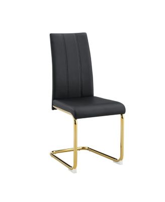 Streamdale 2-Pack Black PU Upholstered Dining Chairs with Gold Legs