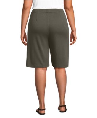 Plus Size Sport Knit High Rise Pleated 12" Bermuda Shorts