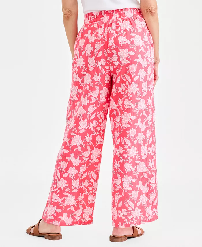 Women's Cotton Gauze Straight-Leg Pull-On Pants - thumbnail 3