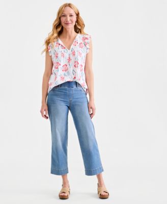 Women's High Rise Pull-On Cropped Jeans