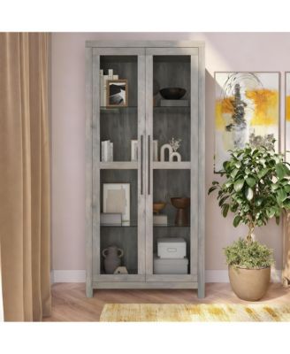 Tempered Glass Display Cabinet - Adjustable Shelves for Home Decor