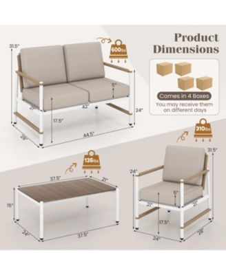 Set Of 8 Patio Furniture Set Patio Loveseat Sofa w/ 2 Coffee Table 4 Single Couch