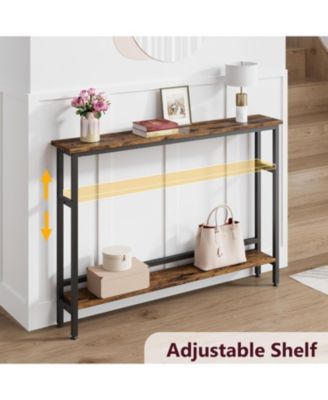  Sofa Table, 2 Tier Skinny Console Table with Adjustable Shelf, Slim Behind Couch Table for Living Room