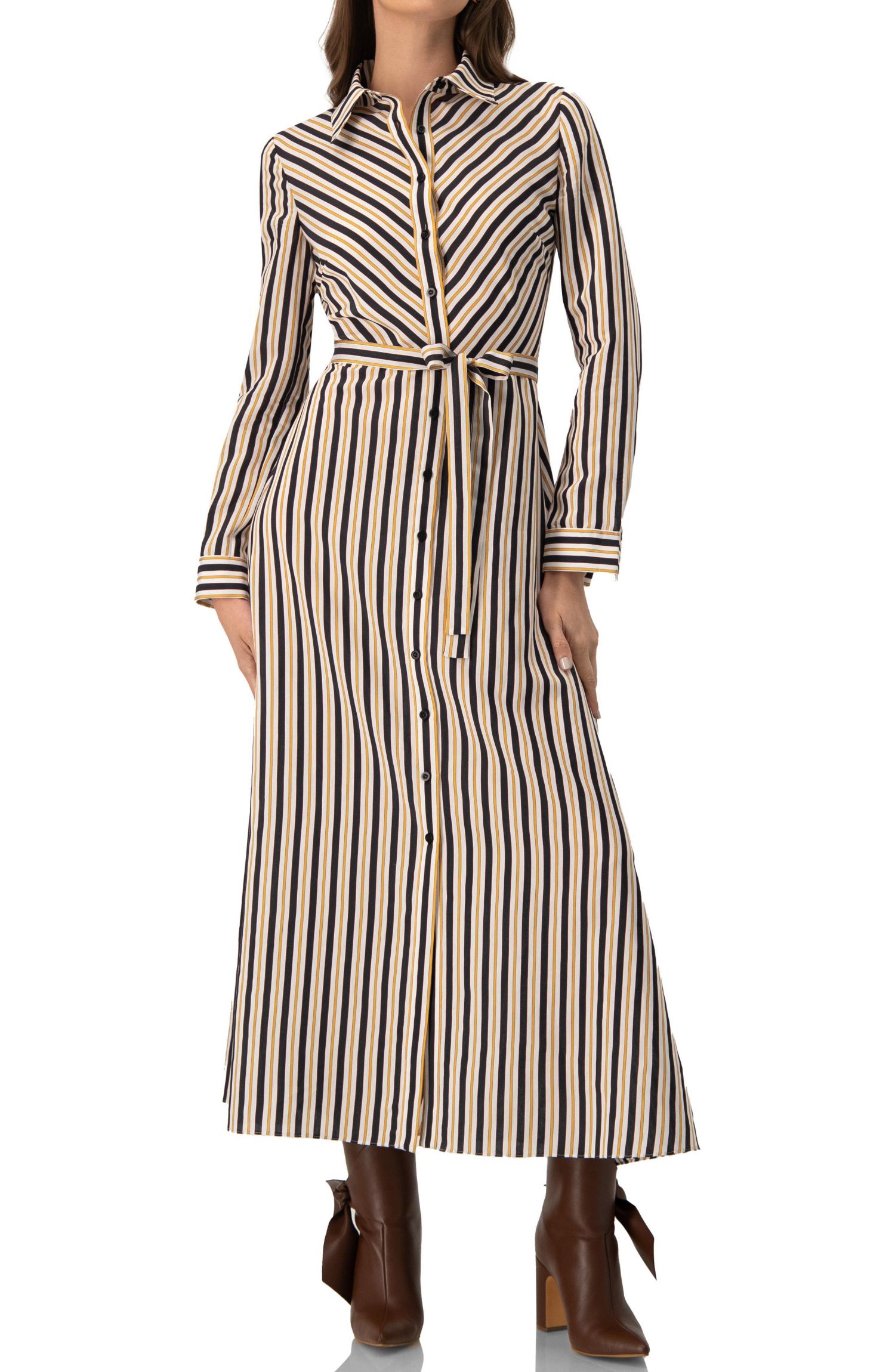 Women's Long Striped Shirt Dress
