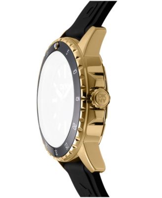 Men's Sport Watch Green Dial Black Silicone Strap, 43mm