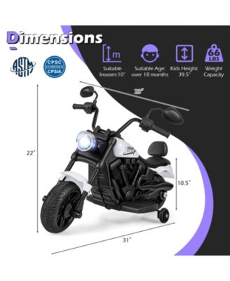 6V Kids Motorcycle with Headlight and Music and Training