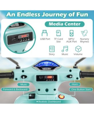 12V Kids Electric Motorcycle Licensed VESPA with Music and Training