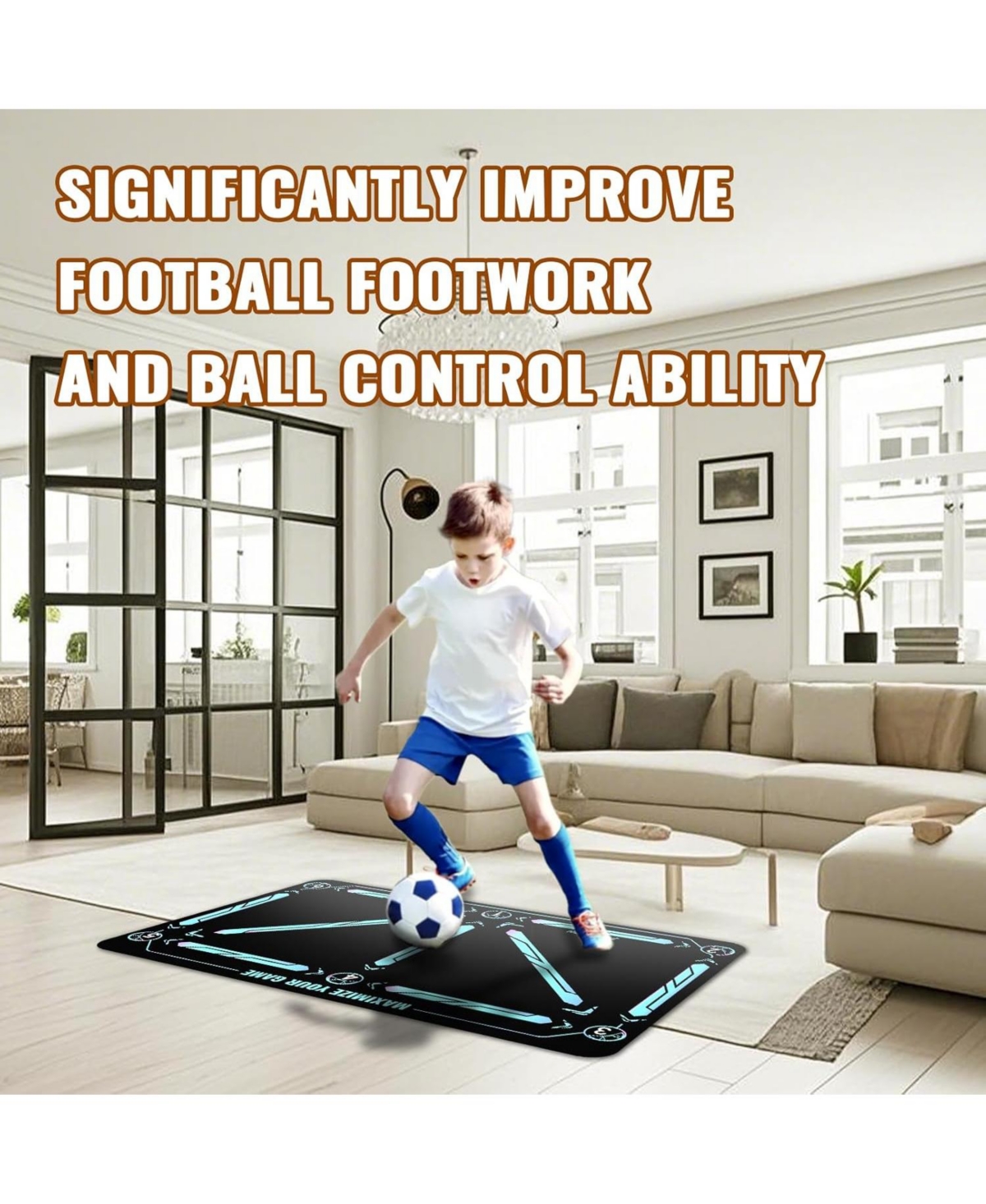 peneyon Soccer Training Mat with Adjustable Trainer – Non-Slip Equipment for Kids & Youth to Boost Speed, Strength & Coordination