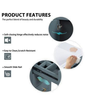 36" Bathroom Vanity with Ceramic Sink, Modern Solid Wood Cabinet & Ample Storage Drawers for Small Spaces