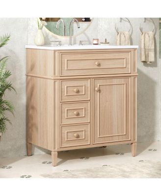 30"  Freestanding Bathroom Vanity with Sink & Soft Close Flip Drawer, Solid Wood & MDF Storage for Modern Bathrooms