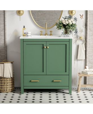 30" Bathroom Vanity with Sink, Solid Wood Cabinet & Soft Close Doors, Drawer Storage for Modern Bathrooms