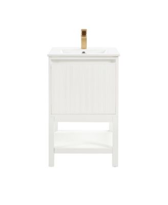 20" Solid Wood Bathroom Vanity with Sink & Door-Mounted Shelf, Modern Compact Pre-Assembled for Small Spaces-Sillysis