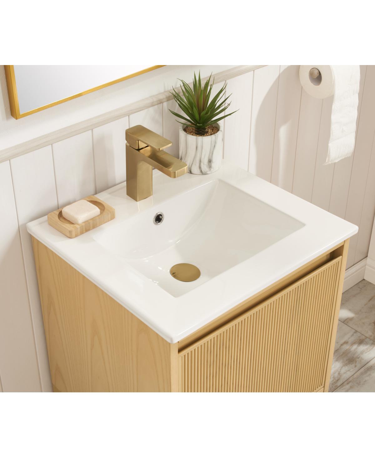 Sillysis 20" Solid Wood Bathroom Vanity with Sink & Door-Mounted Shelf, Modern Compact Pre-Assembled for Small Spaces-Sillysis