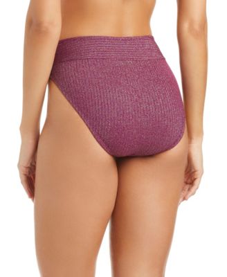 Women's Rib & Shine V-Waist High Leg Swim Bottoms