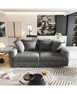 Plush Corduroy 4-Seat Sofa, Modern Comfy Upholstered Cloud Couch