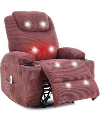 massage rocker recliner chair with heat and vibration, ergonomic rocking lounge chair for living room with dual cup holders