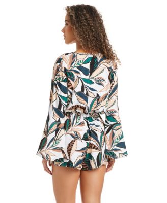 Women's Safari Chic Wrap Long-Sleeve Romper
