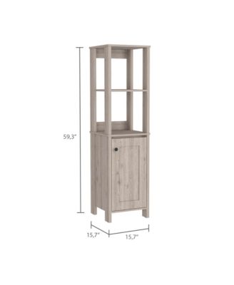 Bathroom Storage Cabinet - Two Interior Shelves, Two Open Shelves, Wooden Storage Organizer for Living Room