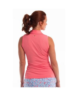 Women's Seersucker Shawl Collar Short Sleeve Golf Polo