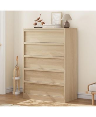 5 Drawer Dresser for Bedroom, Tall Wooden Chest of Drawers with Large Storage, Modern Organizer for Living Room, Entryway