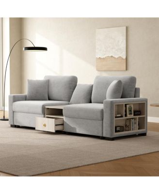  Modern Sofa Couch Modular Upholstered Sofa with Storage Armrest