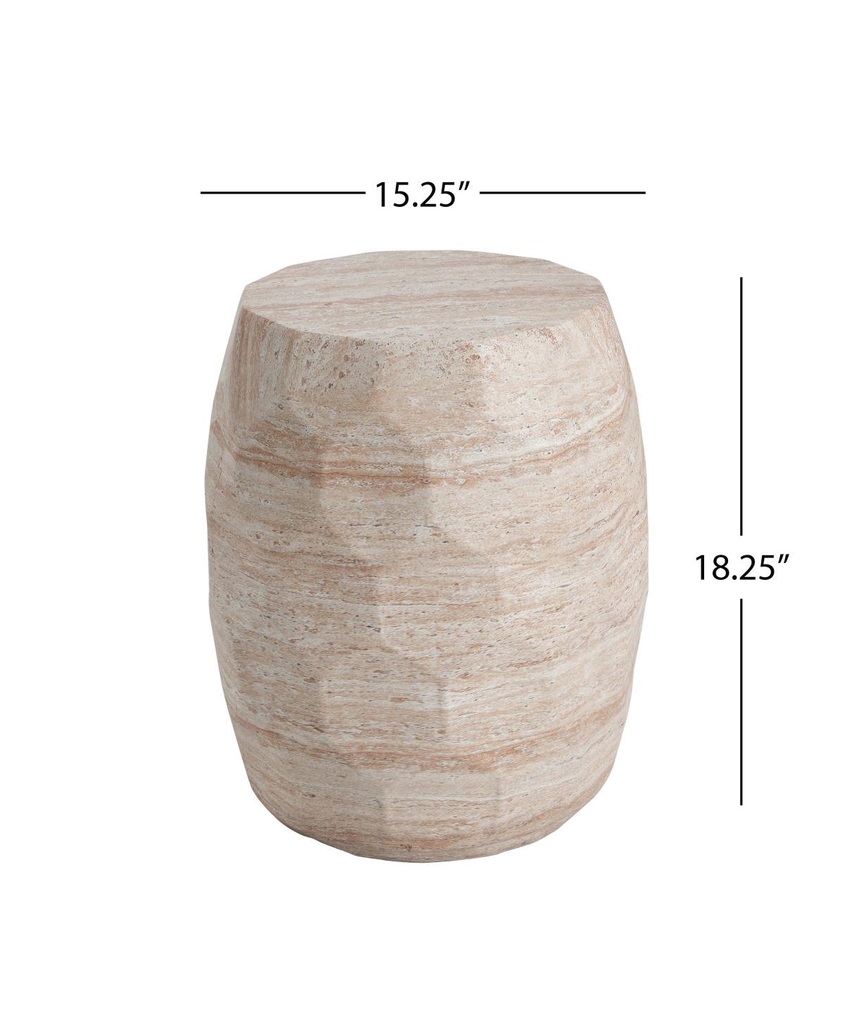 Streamdale Furniture Outdoor/Indoor Lightweight Concrete Side Table,Travertine Finish