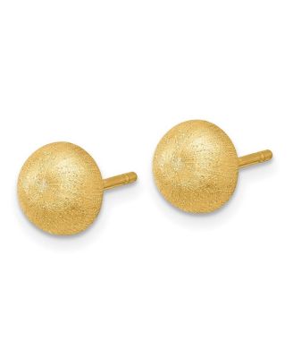18k Textured Half Round Button Earrings