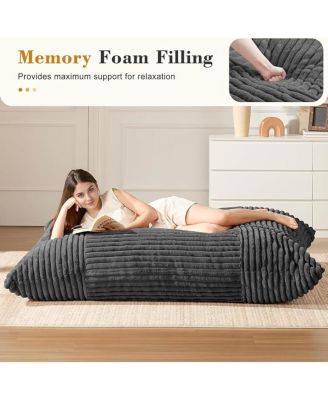  Large Corduroy Bean Bag Lounger with Removable Cover