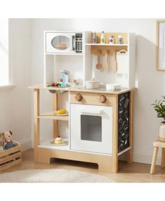 Pretend Play Wooden Kitchen with Chalkboard Birthday Gift for Kids
