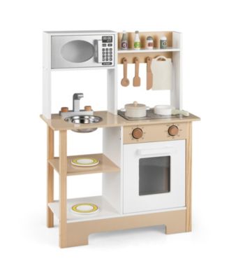 Pretend Play Wooden Kitchen with Chalkboard Birthday Gift for Kids