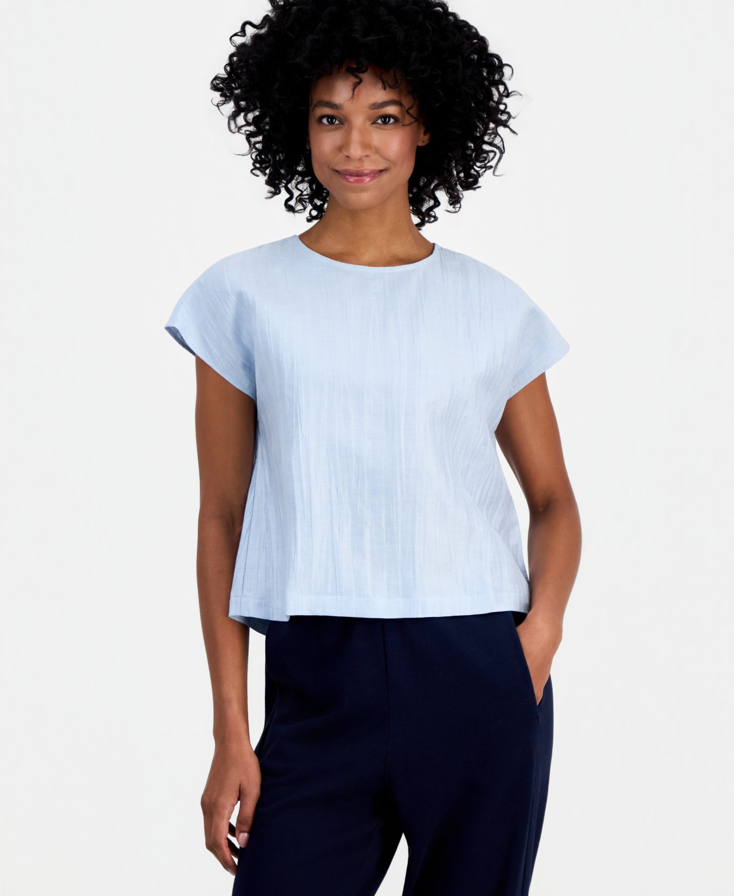 Women's Round-Neck Short-Sleeve Boxy Top