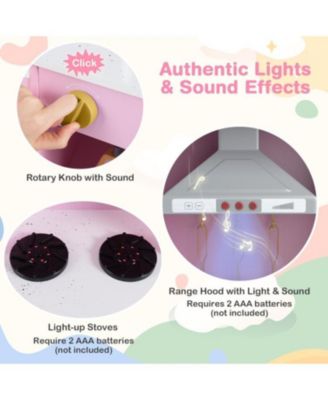 Pretend Play Wooden Kitchen Set with Range Hood and Realistic Effects