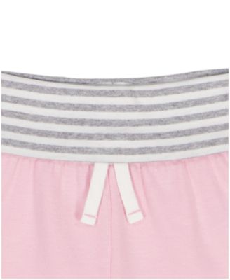 Girls' 2T-6X Ribbed Logo T-Shirt and Fold-Over Waist Shorts, 2-Piece Set