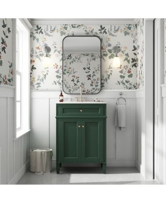 24" Modern Bathroom Vanity with Ceramic Sink, Soft Close Doors & Adjustable Storage Shelf for Small Spaces